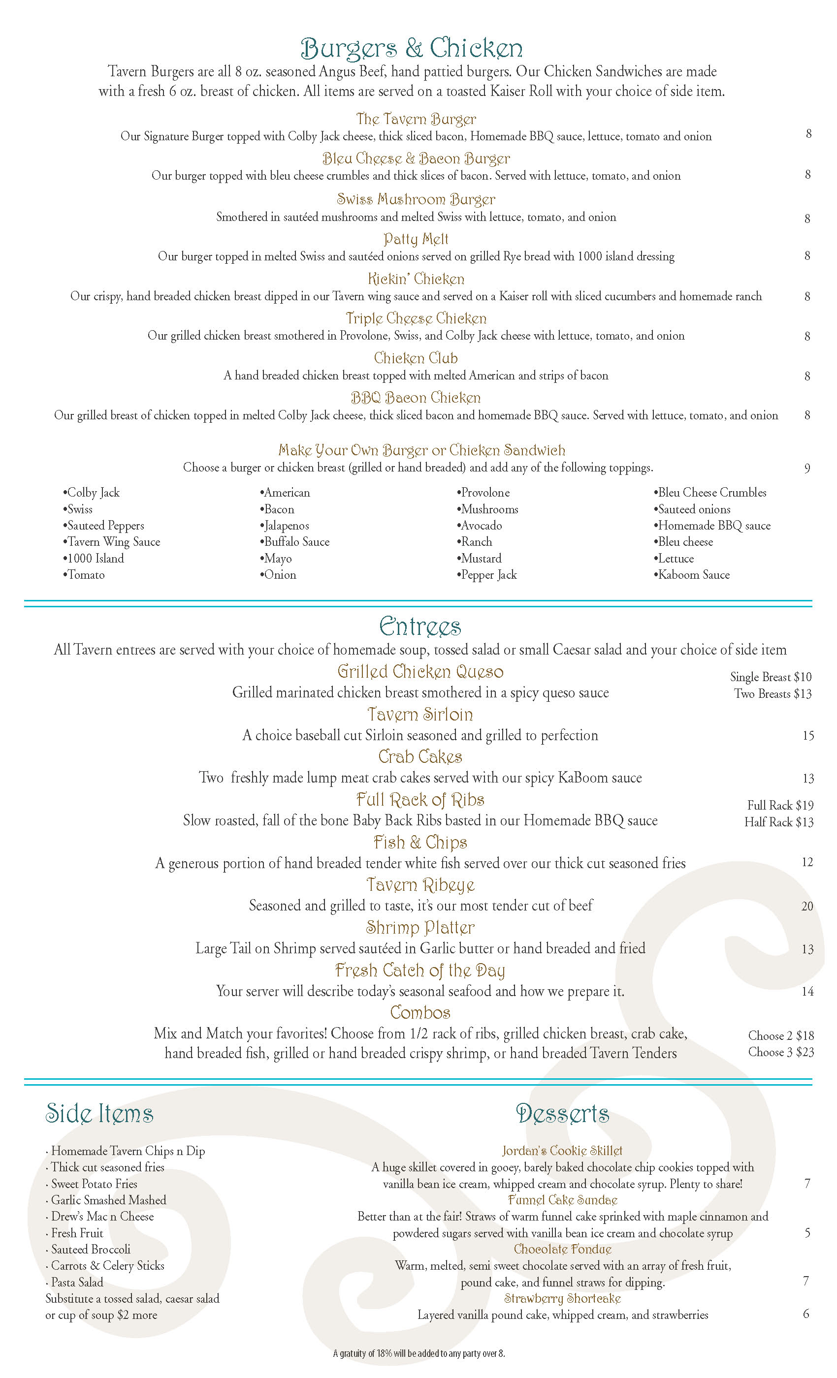 Afton Tavern Menu Page 2 Afton Village A New Old Neighborhood in